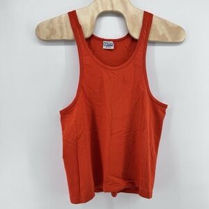 Vintage Orange‎ Stringer Tank Gym Pump Cover Bodybuilding Y2K Fitness Core